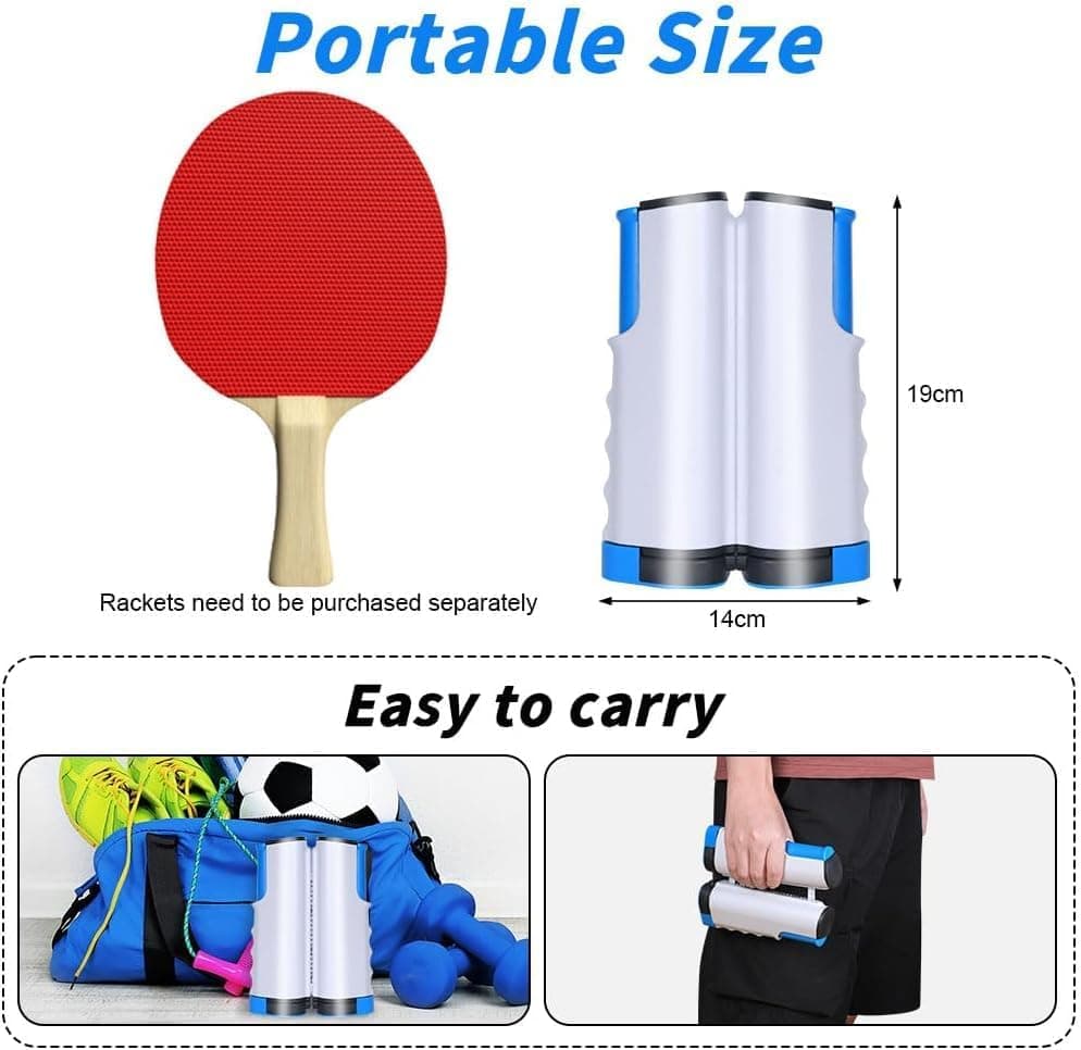 Flintronic Ausziehbares Tragbares Tischtennisnetz für Outdoor und Indoor, ideal für alle Tische, Maximale Länge 170 cm