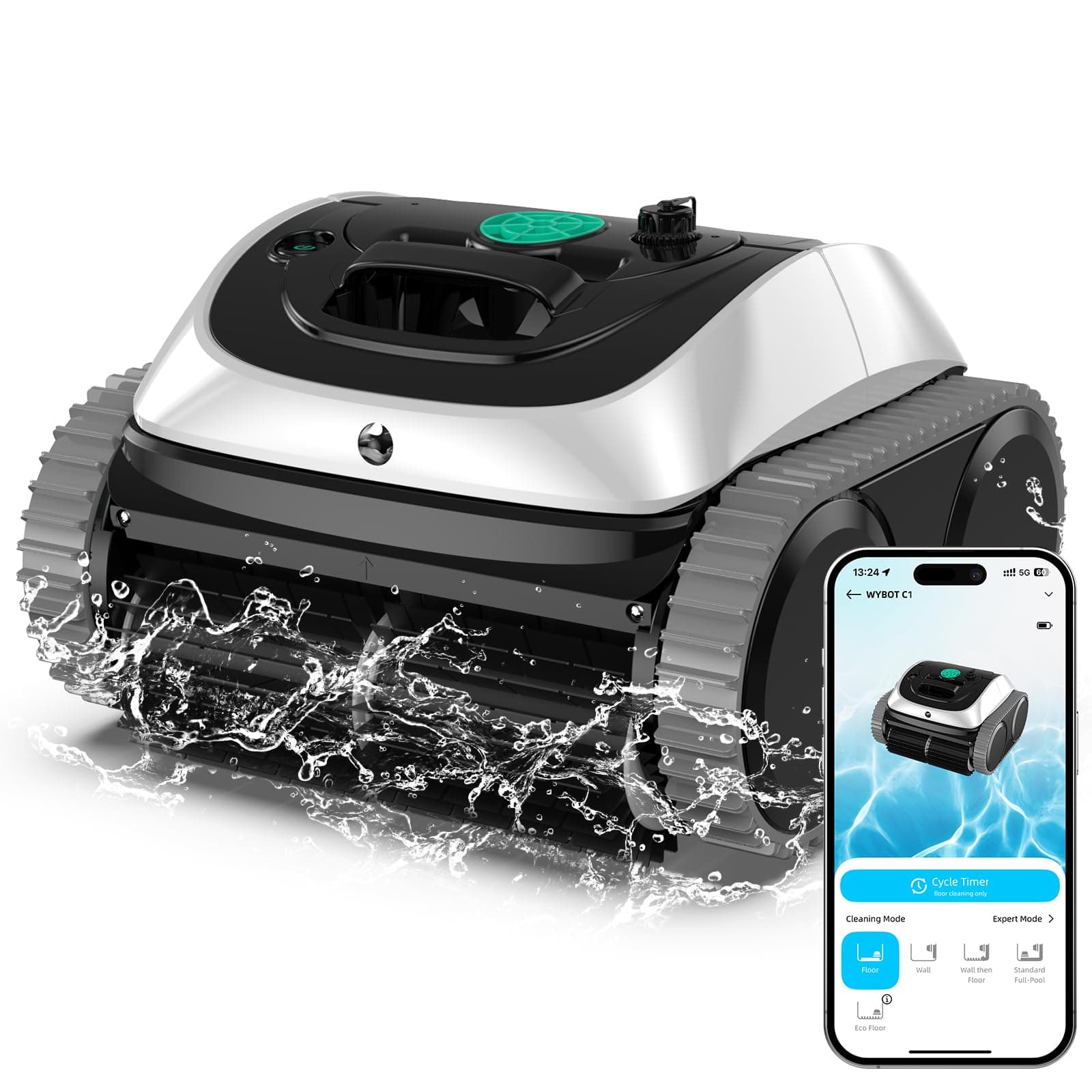 WYBOT C1 Poolroboter - Akkubetrieb, 150 Min. Kabellos, Intelligente Routenplanung für Poolreinigung