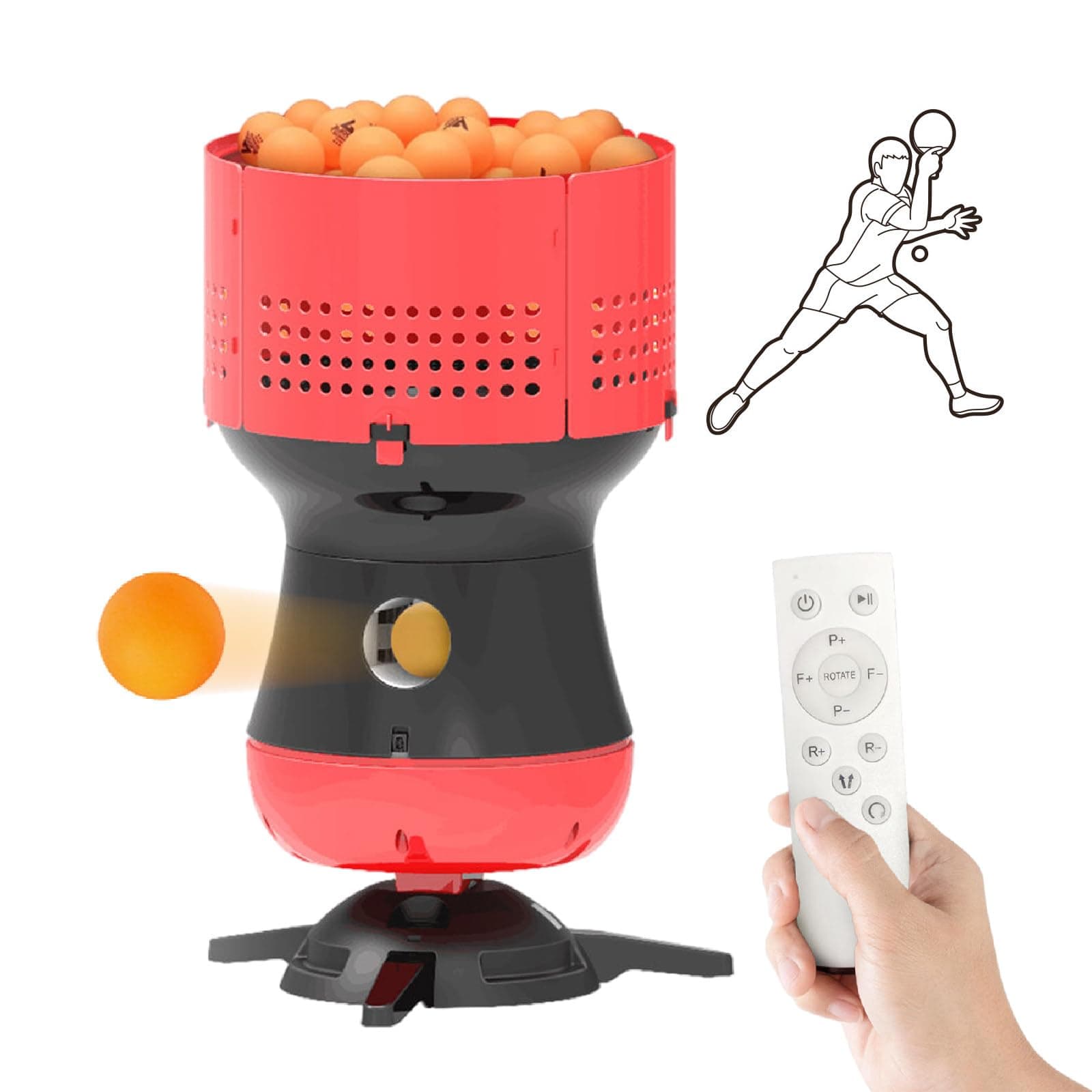 Tischtennistrainer-Roboter 90-Ball-Reserve - Aufgeschlagengeschwindigkeit/Frequenz einstellbar - ideal für Fitnessstudio