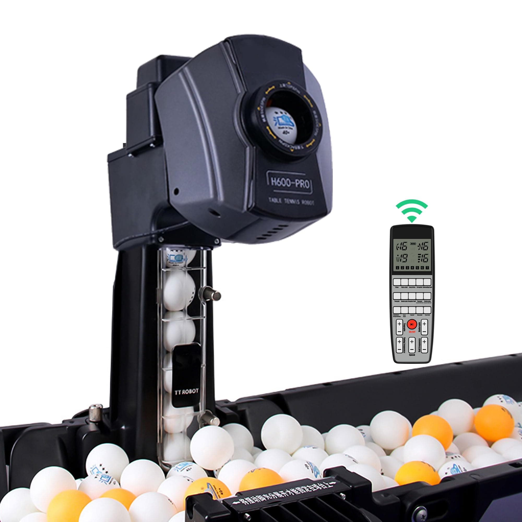 Tischtennis Roboter mit Fernbedienung für Profis und Amateure - 200-Ball-Aufnahmefähig, perfektes Trainingsgeräts für a