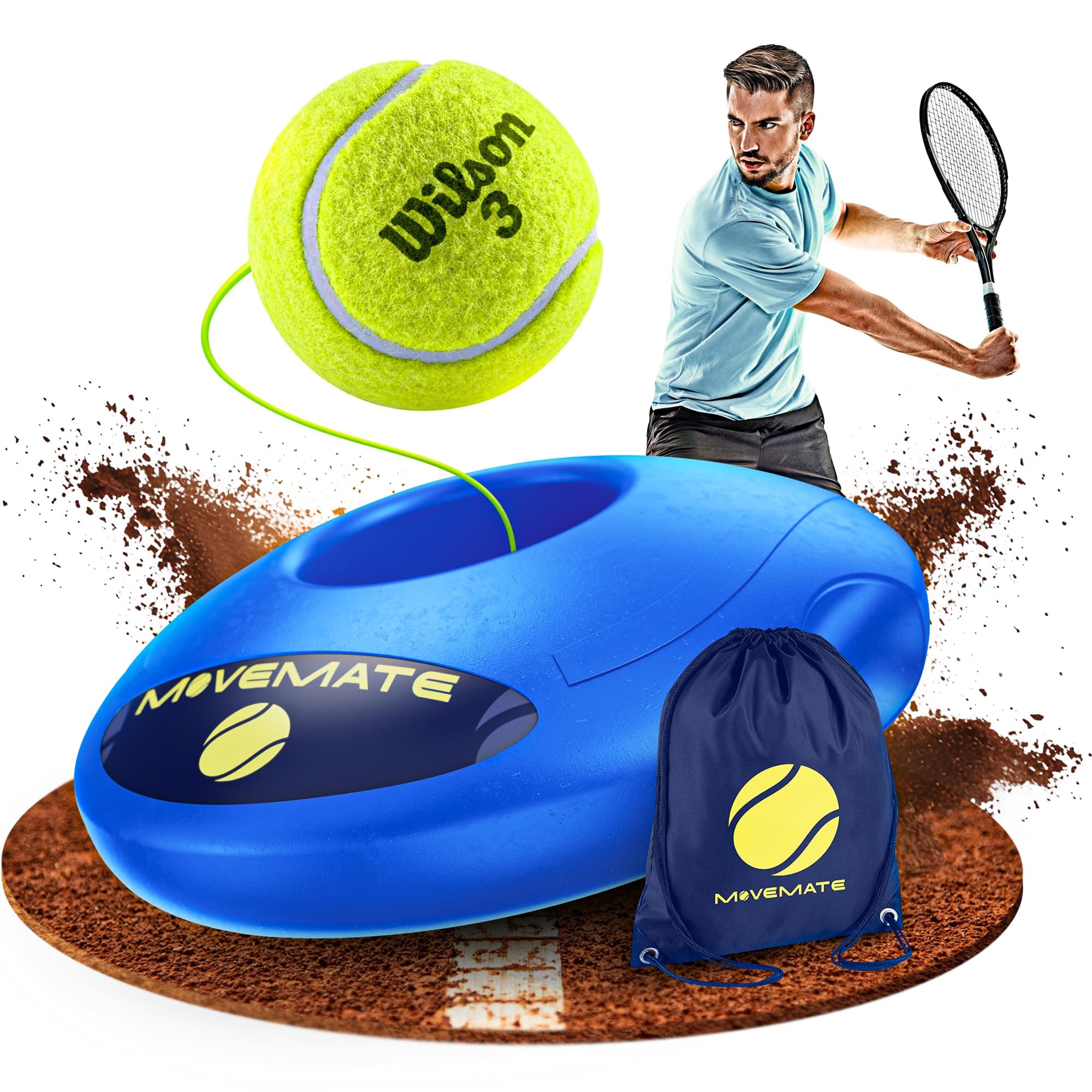 MOVEMATE Wilson® Tennisball Trainer Set | Innovativ für Kinder & Erwachsene außer Haus | Kostenlose Übungsvideos inklusi